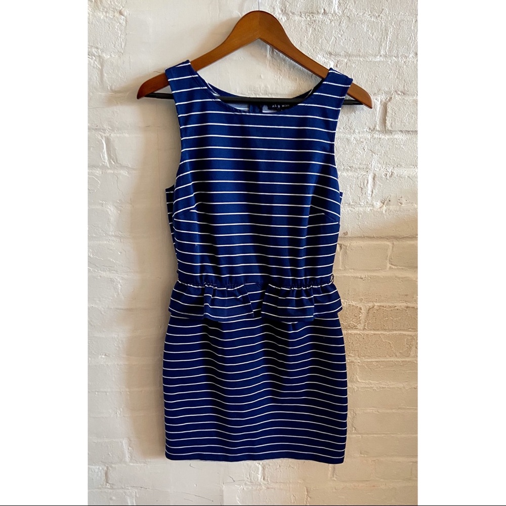 As U Wish ruffle waist striped sheath mini dress